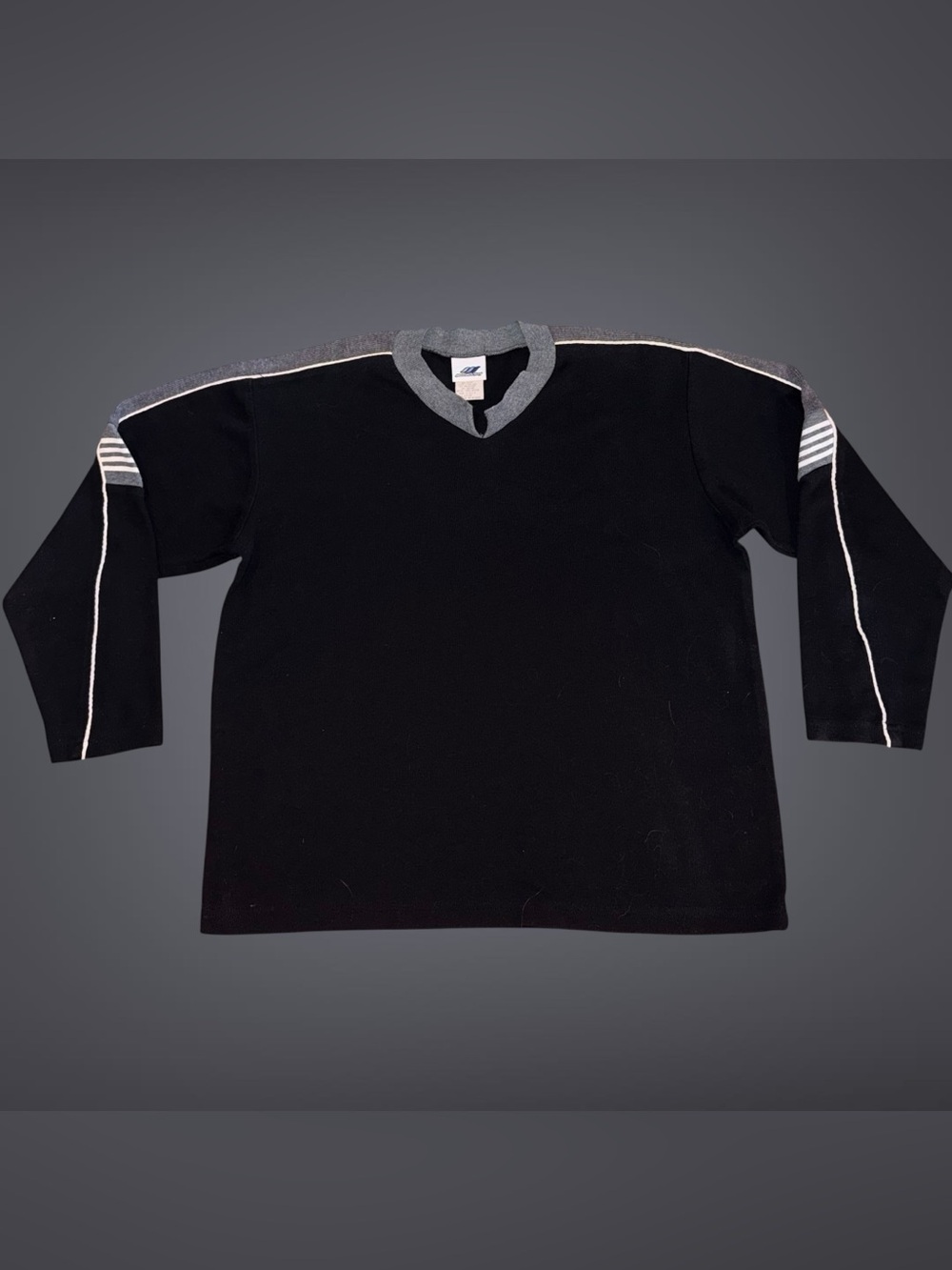 Vintage Y2K Wooden Dog Long-Sleeve Paneled Jersey Sweater Men’s Large USA Made